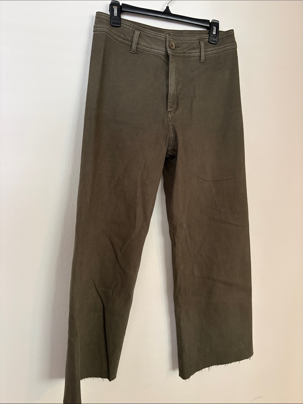 Olive Green Straight-Leg Denim Pants